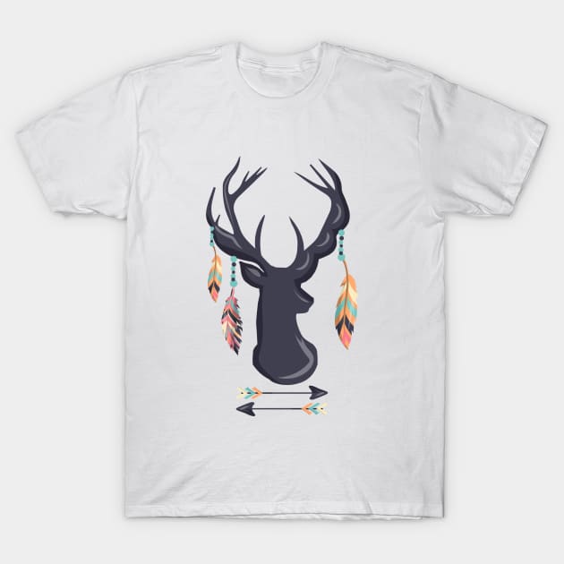 Bohemian Deer Antlers With Feathers Arrow Shirt Gift T-Shirt by InnerMagic